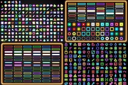Neon Items (Icon & Buttons & Frame )